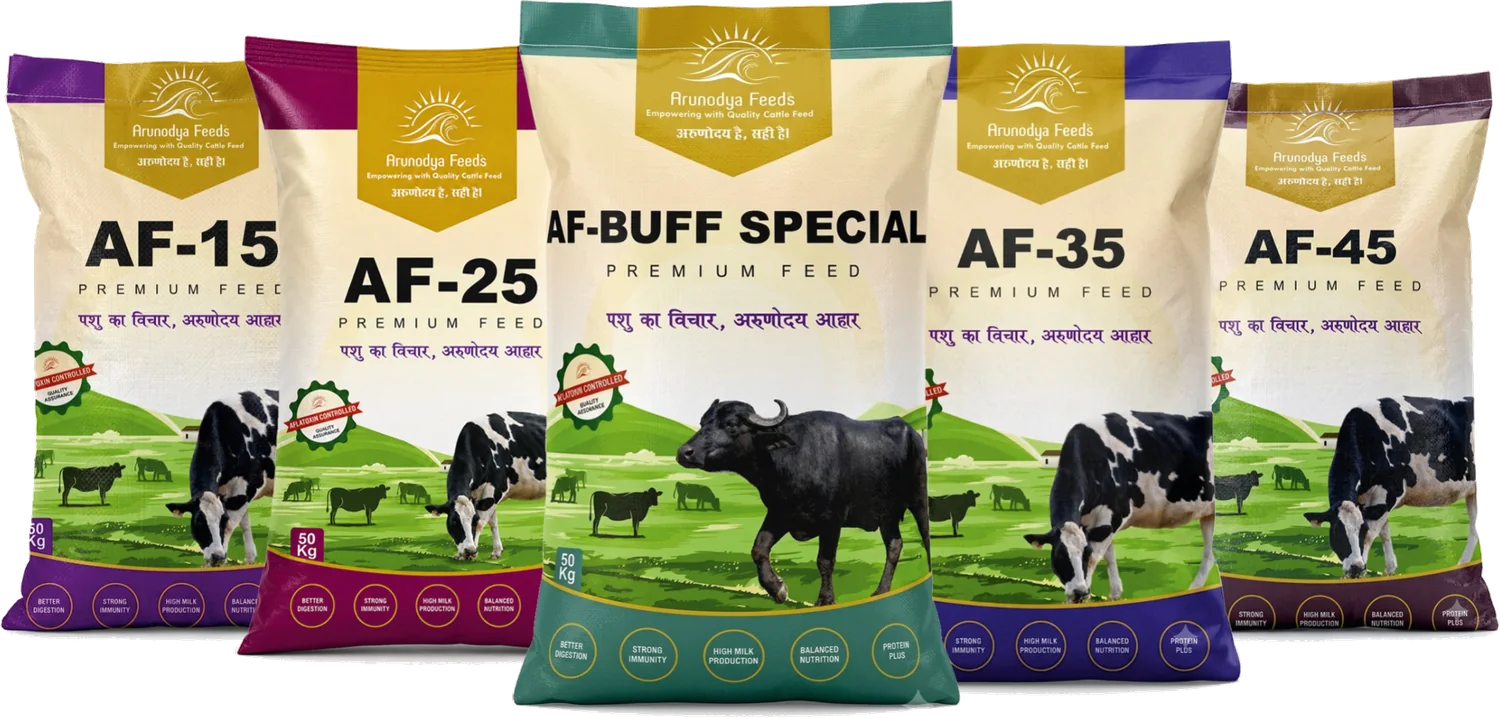 Arunodya AF-15, AF-25, AF-Buff Special, AF-35 and AF-45 cattle feed bags