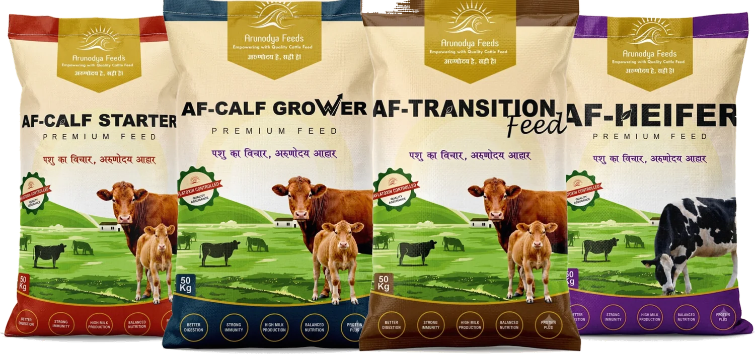 Arunodya AF-Calf Starter, AF-Calf Grower, AF-Transition Feed and AF-Heifer bags