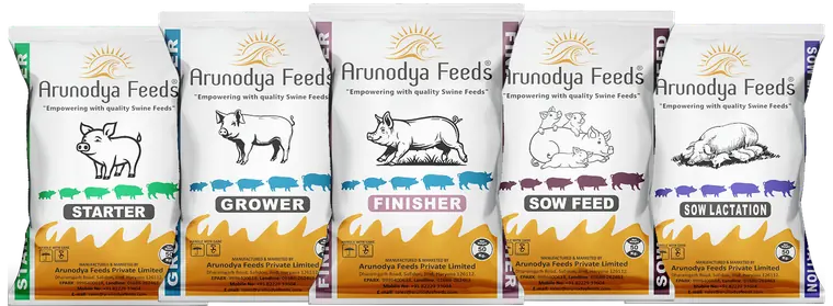 Arunodya Piglet Starter, Grower, Finisher, Sow Feed and Sow Lactation swine feed bags